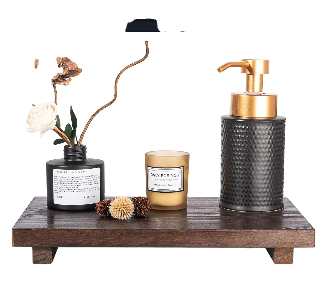 Large Bathroom Counter Organizer Wood Pedestal Stand Farmhouse ...