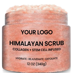 Brightening Himalayan Salt Sugar Face Body Scrub Collagen Grapeseed Oil Aloe Vera & Antioxidant Moisturizing Soothing Cleansing