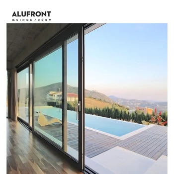 Alufront  NFRC Residential Exterior Patio Doors Color 4 Panel 4track Adjustable Slim Sound Design 96 X 80 Sliding Patio Door