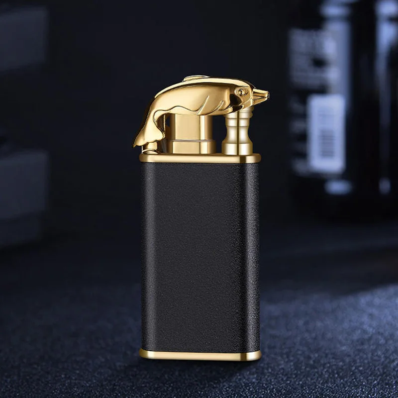 2023 Creativity Frosted Crocodile/Dolphin Model Butane Lighter Double Flame Cigarette Lighter Custom Logo