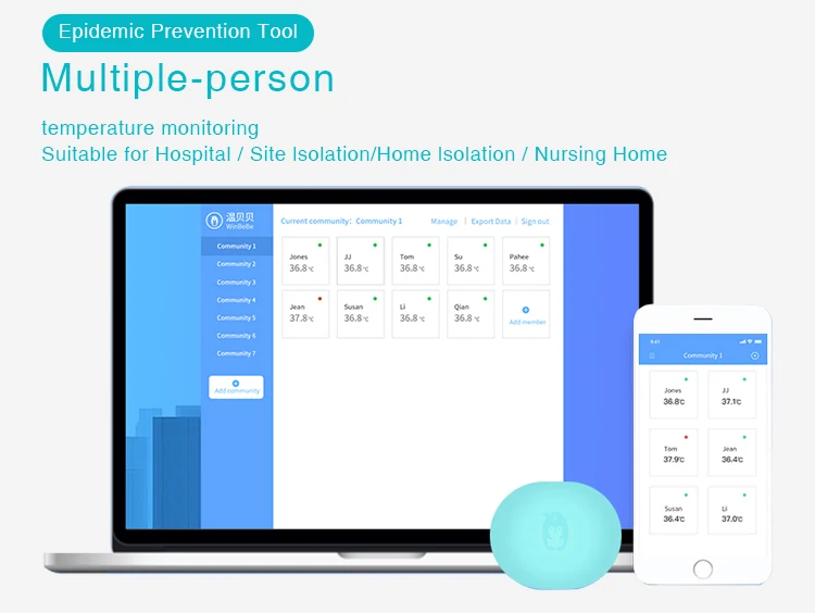 Wireless Baby's Temperature Remote Control Monitoring Wearable Smart Digital Thermometer for Baby