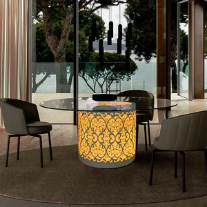 Customized Modern Restaurant Night Club Waterproof Furniture Acrylic and Metal Round-shaped Glow Led Tables