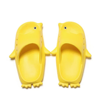 Мультяшные Пингвины детские забавные тапочки летние детские удобные пляжные тапочки сандалии