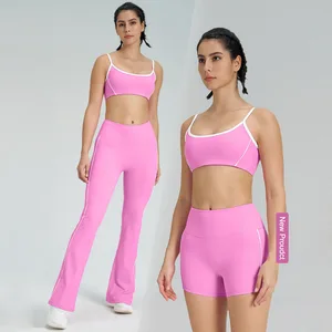Custom Logo GYM Fitness Yoga Wear Sexy Sport Bra for Women Bra Yoga Flares Pants Leggings Yoga Sets