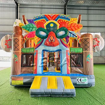 New design inflatable bouncer with slide Primitive tribe inflatable dry slides Customized bounce house combo for party rentals