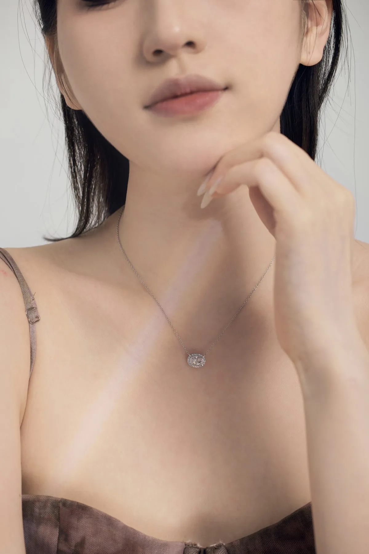 KAKODIY High Quality 925 Sterling Silver Jewelry Round Oval 8A Zircon Zirconia Pendant Necklace 18K Gold Plated Necklace for Women detail 2