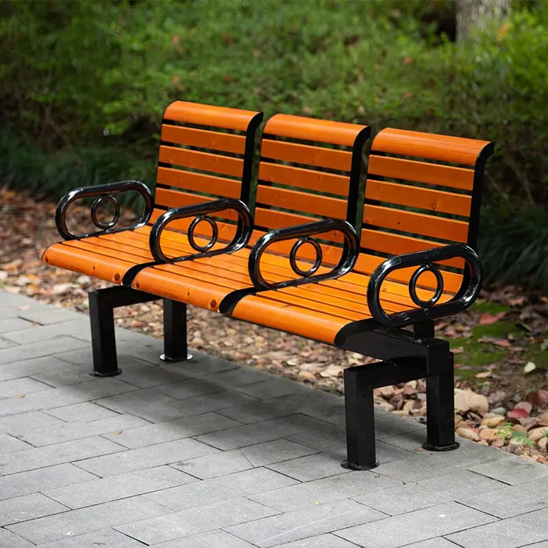 3 Seaters outdoor garden benches special design Anticorrosive wood wooden patio bench with armrest