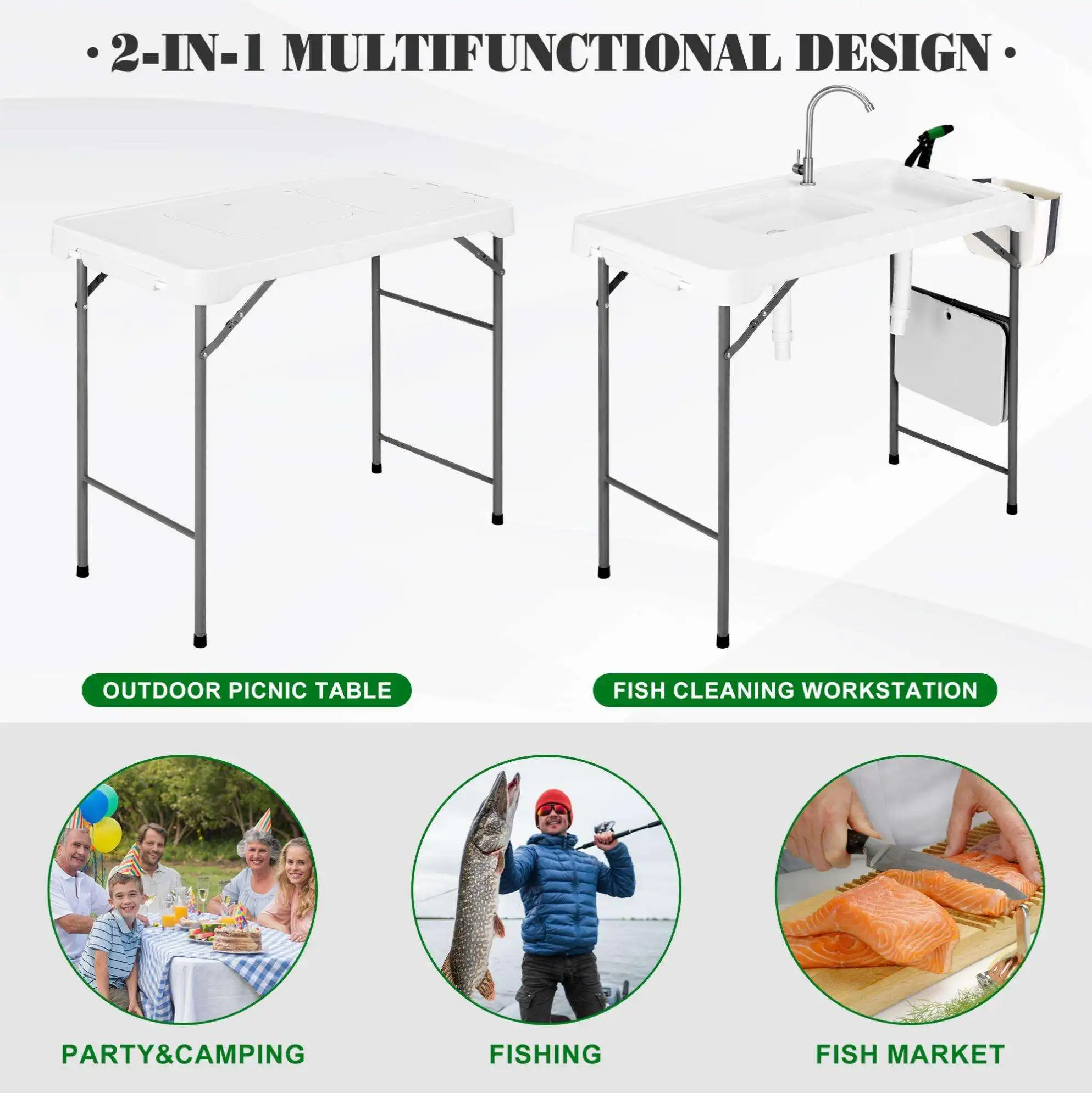 Портативный 4ft открытый охладитель льда складной стол для рыбалки чистки пластиковый