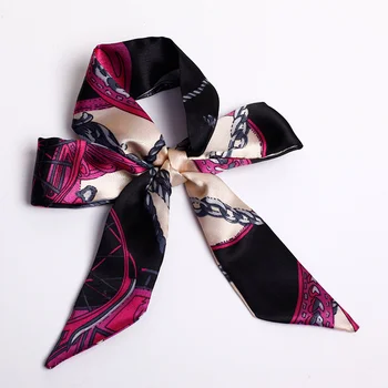 Classic Small Natural Silk Scarf Custom Women Dressing Small 90cm Scarves Handbag Polyester Thin Soft Ribbon Decoration