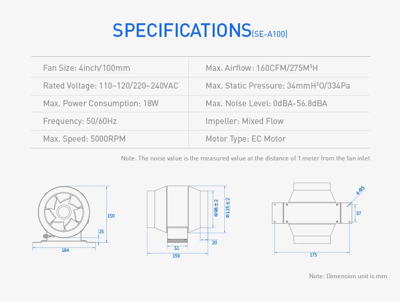Inline Duct Fan, Brushless, 18w - detail 14
