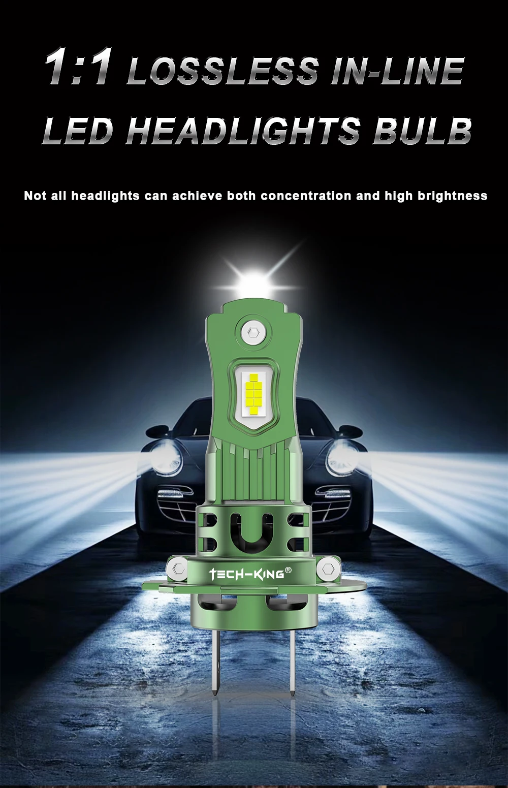 TECH-KING Super Bright R18 70W 7000LM Mini Size 13v H7 Led Plug and Play Headlight 1:1 Car H4 H1 H7 9005 9006 Led Headlight Bulb