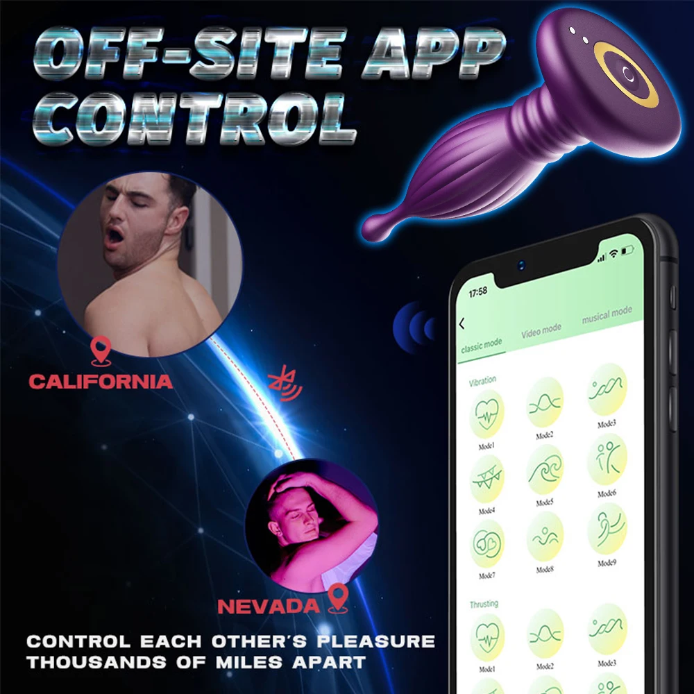 10-Speed Telescopic Scaling and Vibration Anal Plug Prostate Massager Device Site APP Control Ejaculation Delay Sex Toy