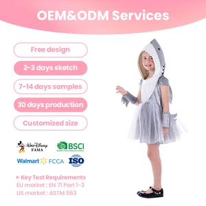 Manufacturer Direct BSCI Approved Shark Themed Tulle Dress Animal Costume for Festival Birthday Parties