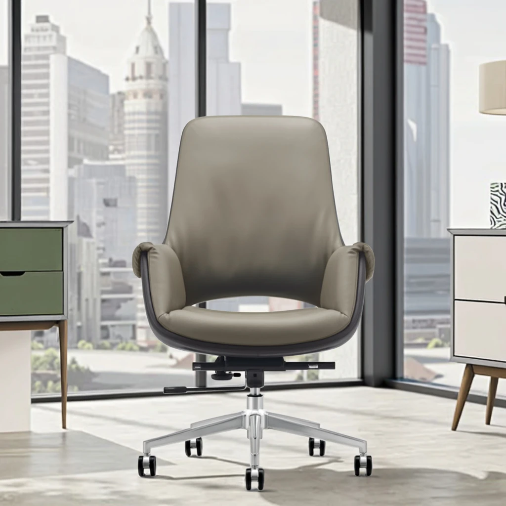 Modern Leather Executive Office Chair with Ergonomic Design Adjustable Height Lockable Recline 3