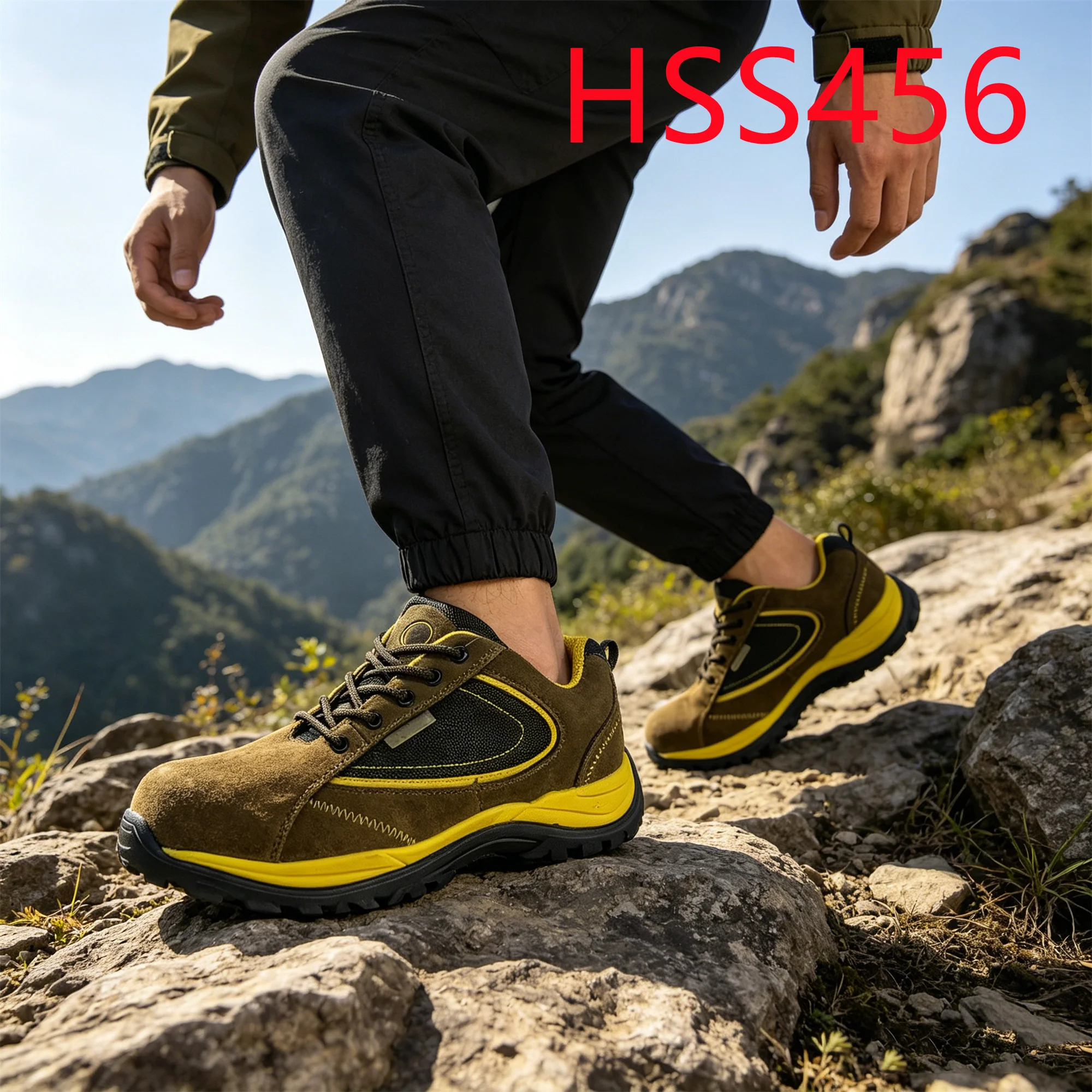 HY,Two Colors Sole Fiberglass Toe Insert Versatile Safety Shoes Factory Output Suede Leather Coyote Color Hiking Boots HSS456