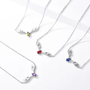 Custom Deer Necklace with Birthstone Crafted 925 Sterling Silver Necklaces for Women