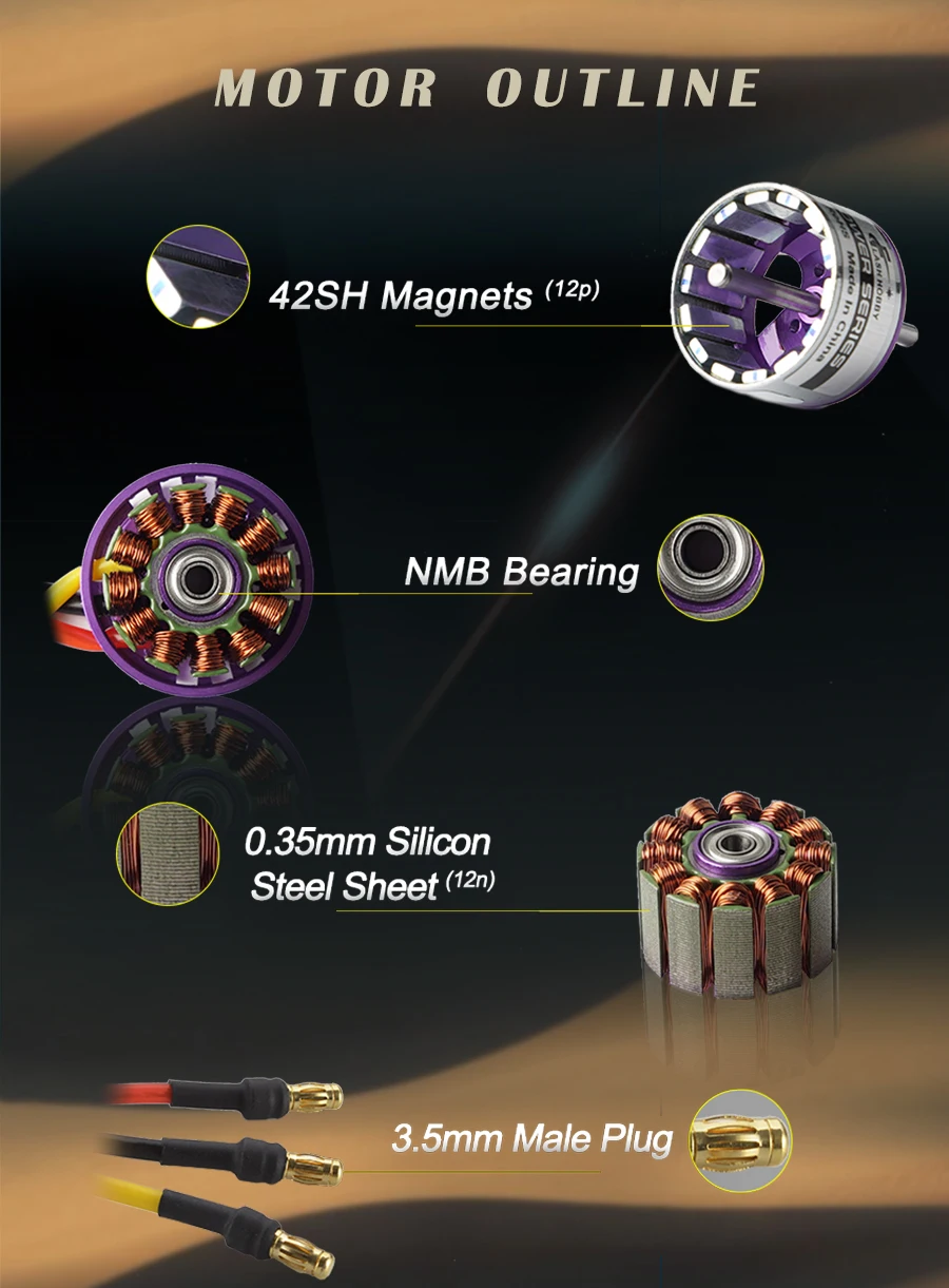 D2830 Brushless Outrunner Motor 750kv 850kv 1000kv 1300kv For Rc