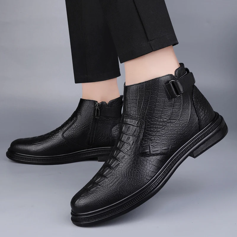 mens dress boots no laces Chelsea Boots High Ankle Formal Shoes Without Laces Men's Dress Boots Men's  Boots Florsheim