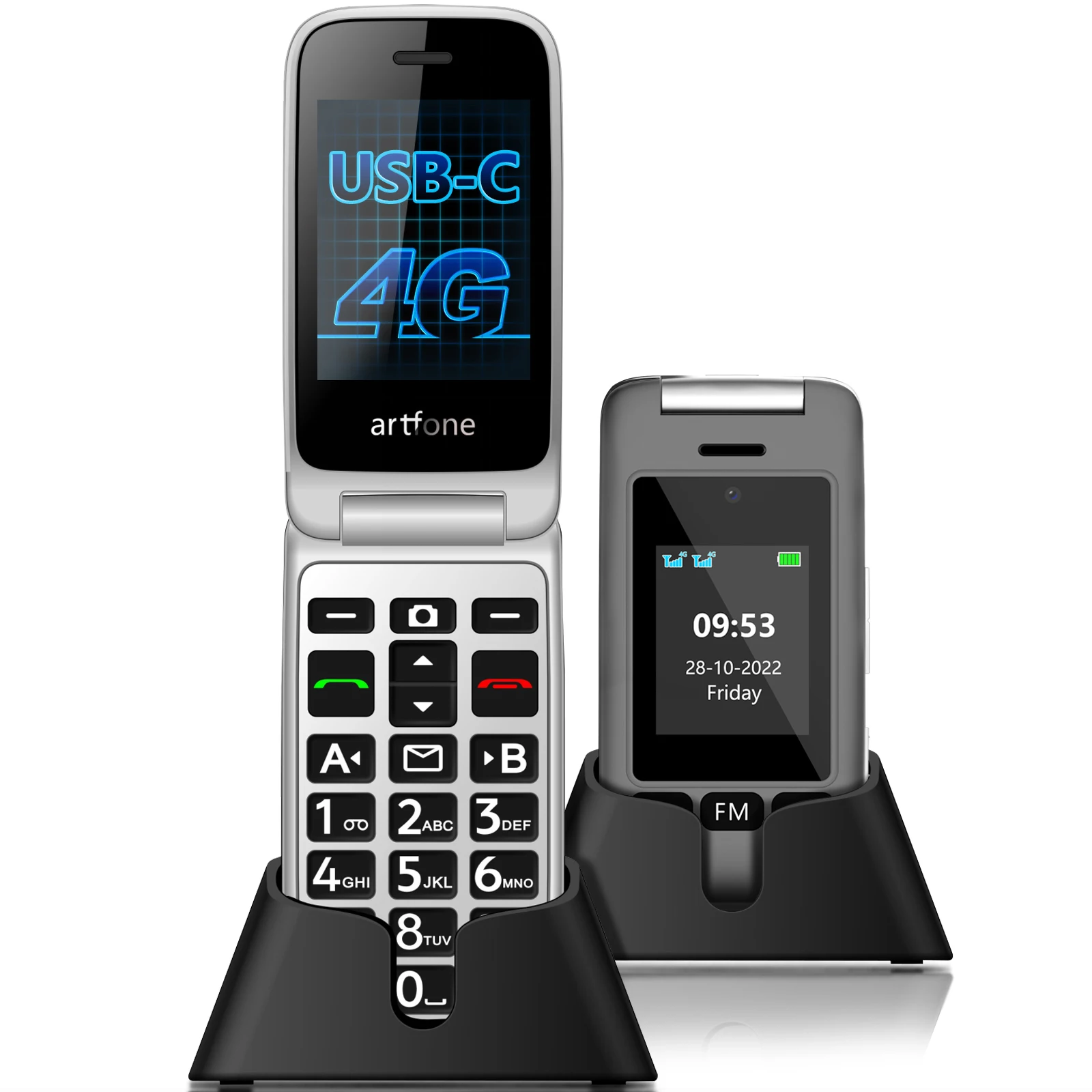 Artfone G6 Senior Flip Phone - 4G, Dual display, SOS