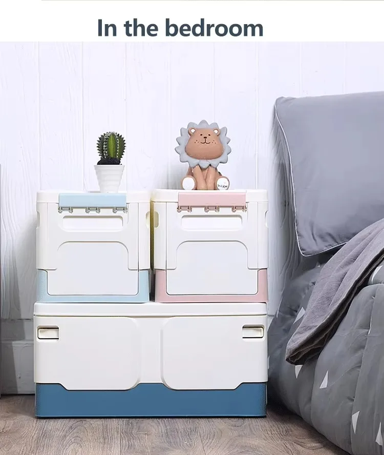 Compact Rectangle Office Organizer Stackable Foldable Storage Bin with Lid for Book Toy Clothing Sundries for Office Home Use supplier