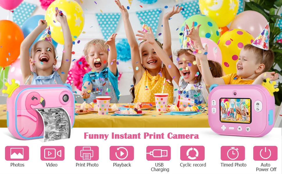 Instant Print Camera HD Kids Camera Prints Photos One Click Printing Cameras for Boys and Girls