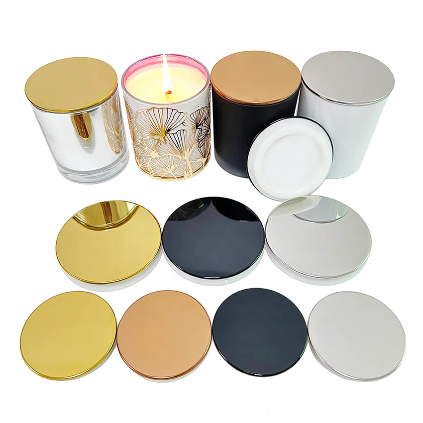 New design Candle jar lid Stainless Steel Storage Jar Lid Zinc alloy Electroplated Mirror metal Candle jar with lid