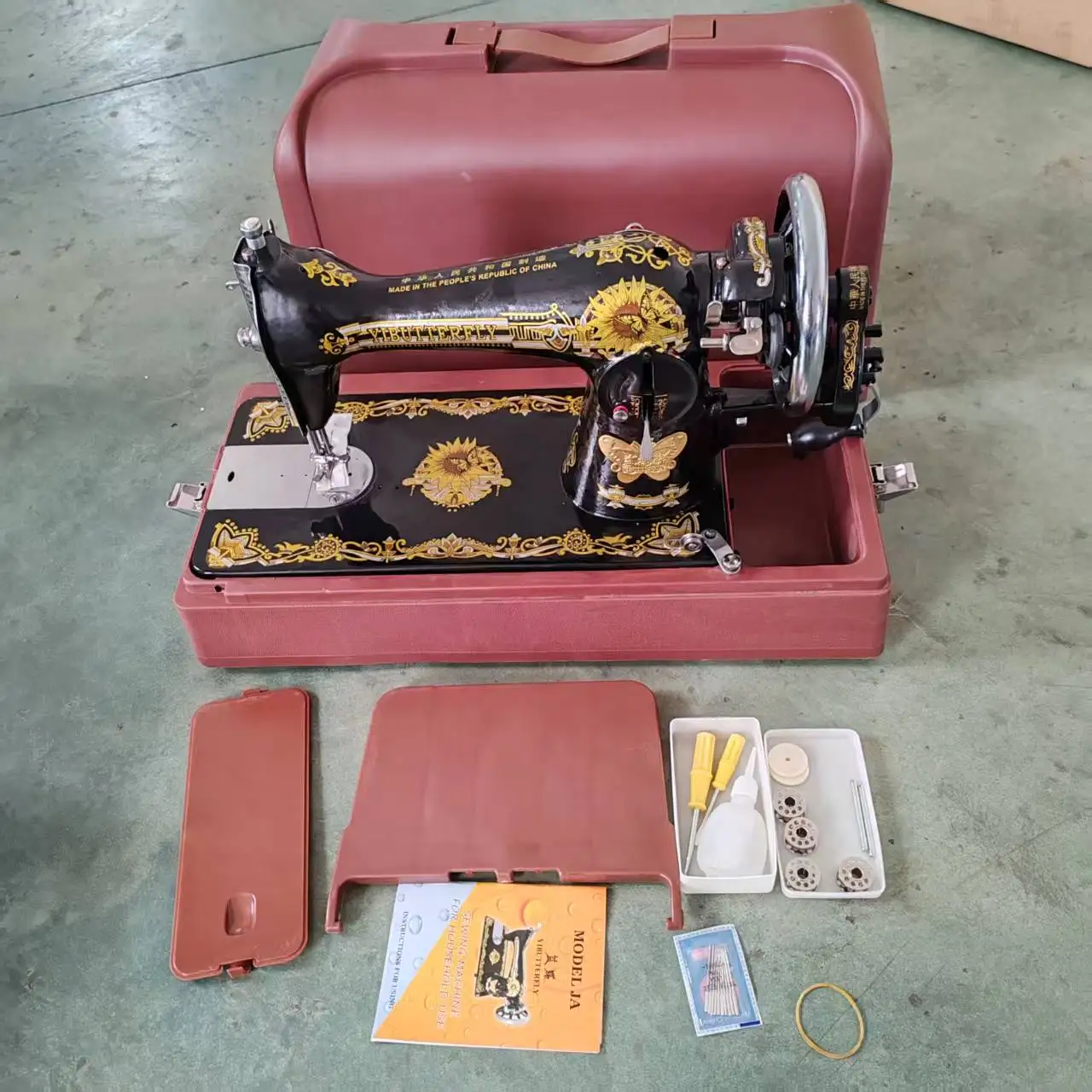 JA2-1 Household Old-fashioned Sewing Machine with Handle and Plastic Box