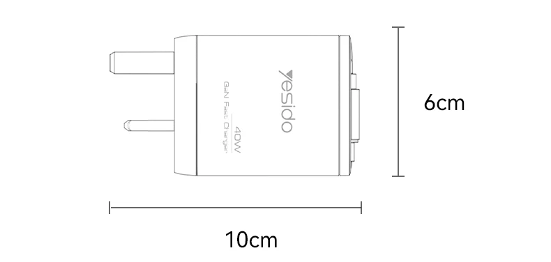 Yesido GaN 67W Fast Charging Three Ports Built-in 65CM Retractable Cable UK Plug Travel Charger YC146