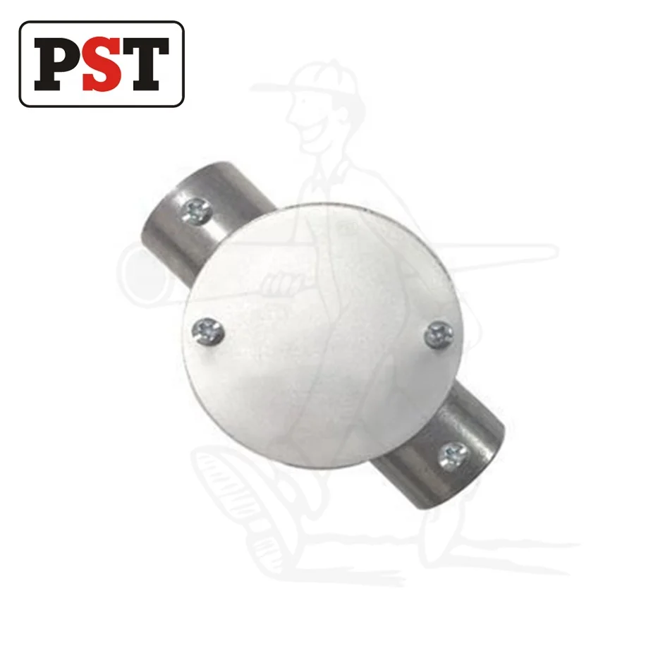 Aluminum Set Screw Type 2 Way Circular EMT Outlet Box IP55 Silver
