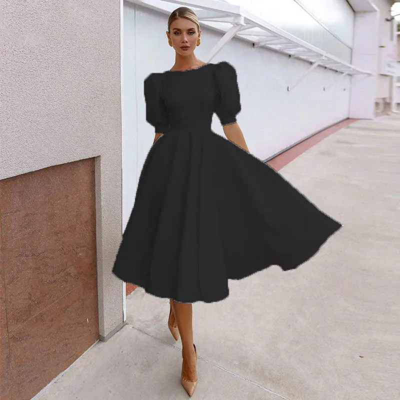 Shop Elegant Solid Midi Loose Evening Dresses for 2024