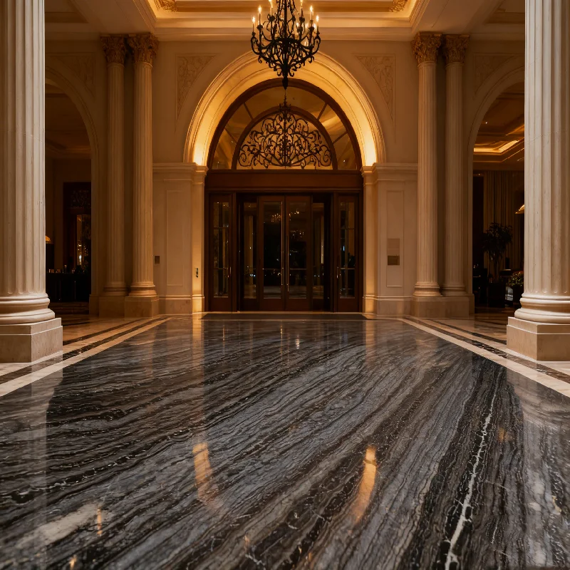 ថ្មធម្មជាតិ មានគ្រាប់ឈើបុរាណ ថ្មម៉ាបល់ ទំនើប មានពន្លឺ ការពារទឹក ក្បឿងបិទជើង ធានារយៈពេល 1 ឆ្នាំ សម្រាប់ប្រើក្នុងអាគារ វីឡា