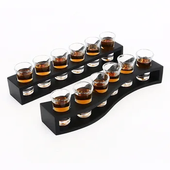 A Set of 2 Black Creative Storage Rack Sets Multi-functional  Wood Bullet Cup Racks Creative Home Storage Racks