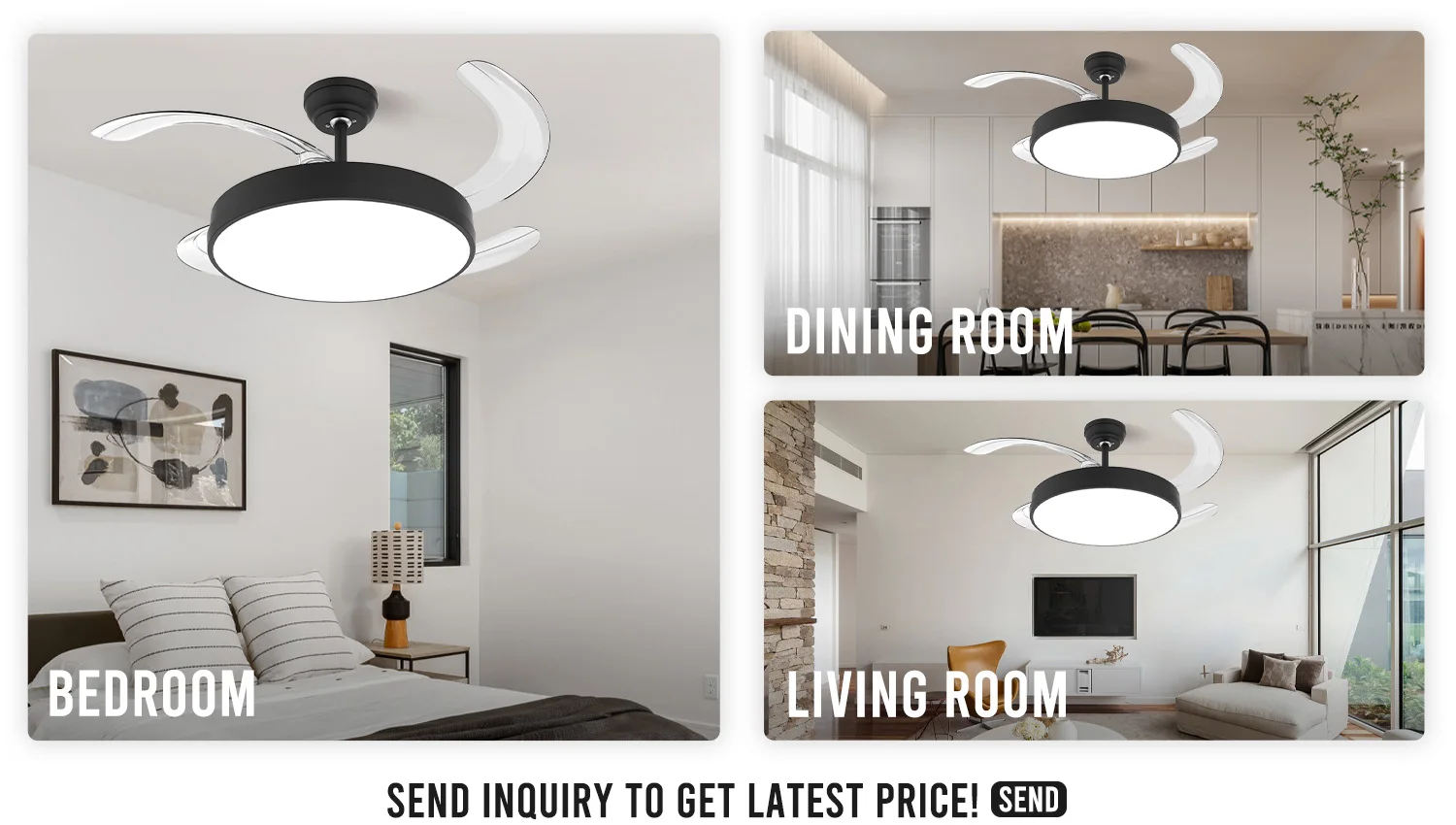 outstanding quality Ventilador De Techo 42 Inch Tuya APP Control Smart Invisible Fan Light Modern Retractable Dc Ceiling Fan With LED Light 3