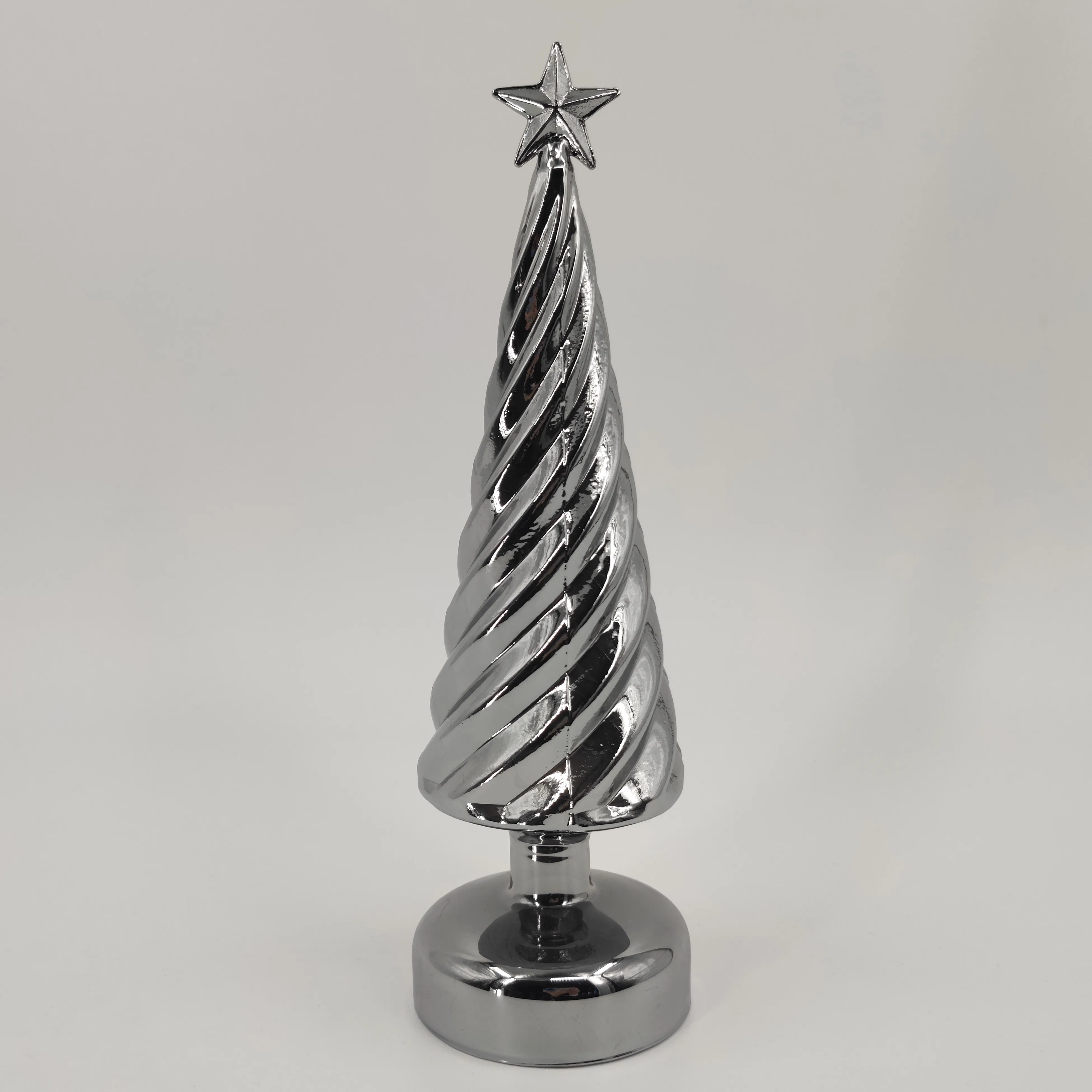 Wholesale battery operated led XMAS Christmas tree figurines hand blown glass decorations factory