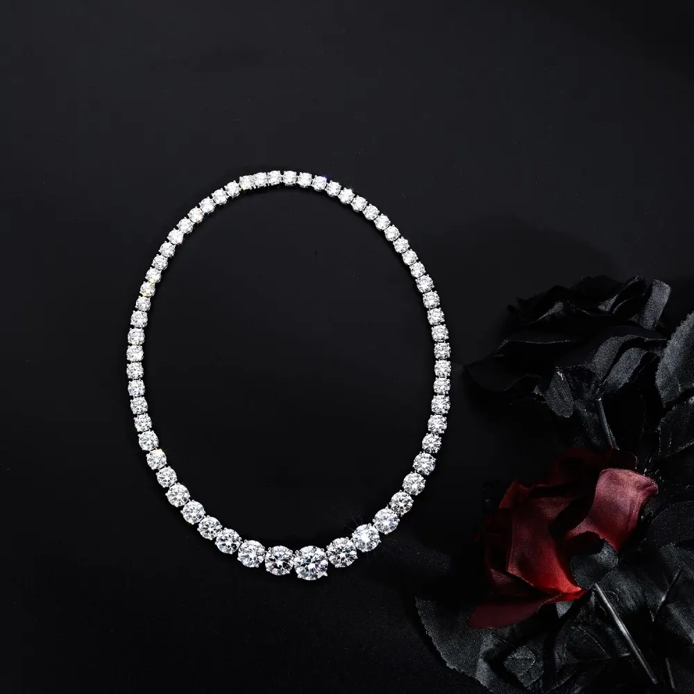 KAKODIY Fine Jewelry 925 Sterling Silver Necklace Luxury Cubic Zirconia Baguette Cubic Zirconia Cuban Tennis Chain Jewelry detail 3
