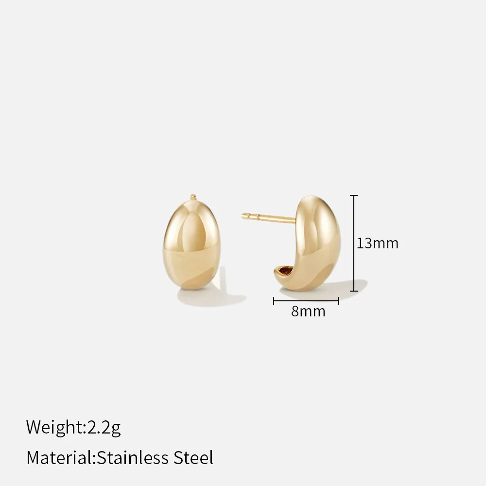 Trendy Chunky Open C Shape Hoop Earrings Women Fashion No Fade Gold Plating 304 Stainless Steel Hoop Earrings Jewelry