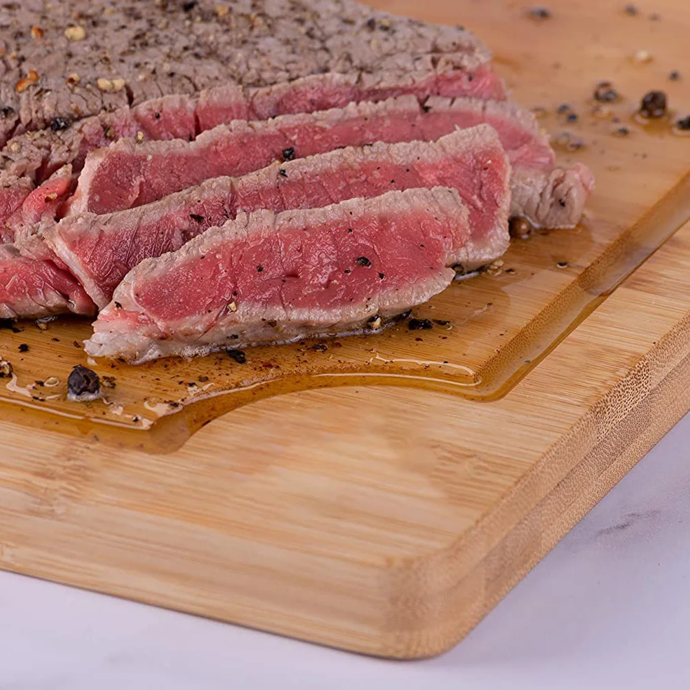 Cutom Экологичная кухня натуральные органические Бамбуковые разделочные доски измельчитель для овощей блоки с желобом и ручкой для сока