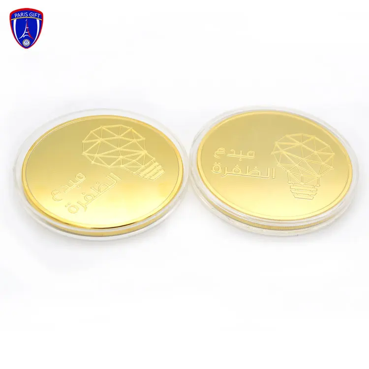High Quality Dubai Coin Custom Gold Souvenir Metal Coin Making Coin Dies with Acrylic Box