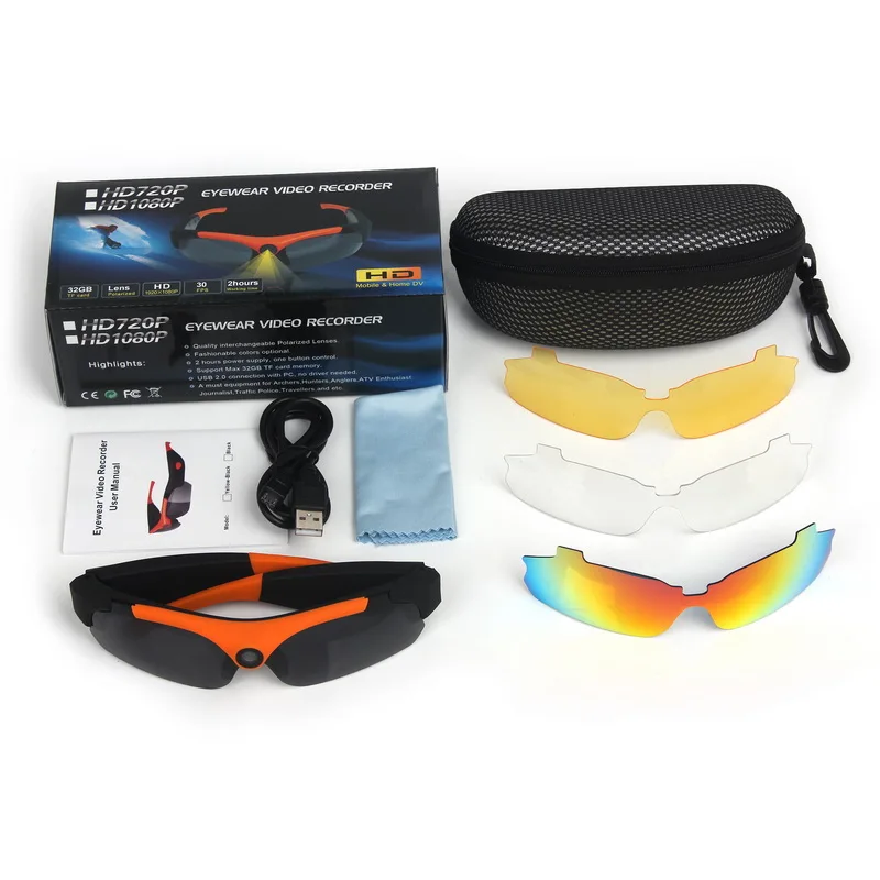 120 Degree Wide Angle Hd 1080p Polarized Uv400 Sport Camera Sunglasses