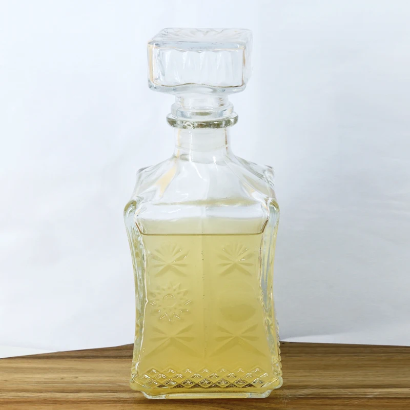 16 oz Decanter Glass Bottle with White Cap