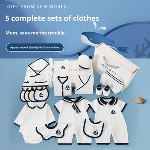 Summer Baby Item Baby Clothes Casual Solid Patterned Clothing Set Full Moon Meeting Gift New Born Baby Gift Set