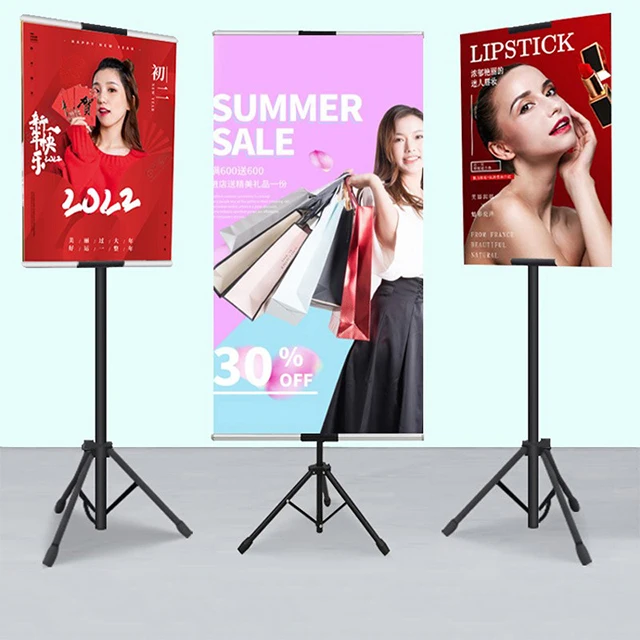 Double-Sided Tripod Poster Stand, Heavy Duty Poster Sign Stand, Adjustable Floor Standing Sign Stand Poster Banner Stand