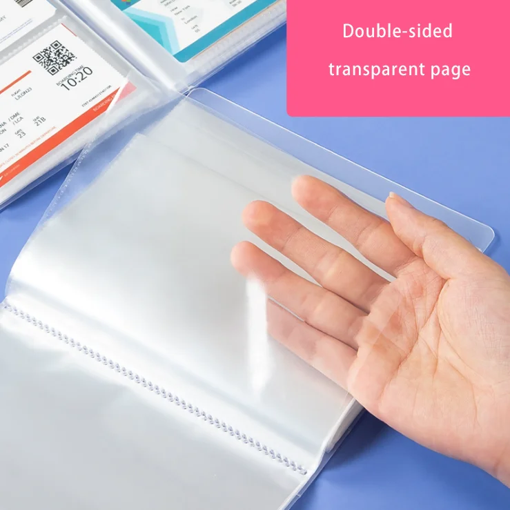 Source Page clear 11 punch hole plastic pocket card holder page