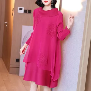 Miyake 2025 Autumn New Fashion Casual Pleated Dress Women's Clothing in Large Sizes Plus Size Dresses