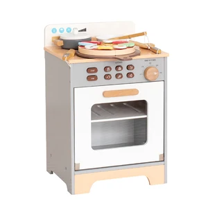 Kids Wooden Pizza Oven Toy Realistic Pretend Play Kitchen Set with Cooking Role Play Educational Simulation Toys for Children