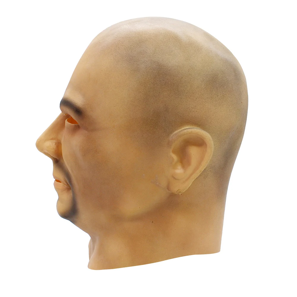 Artificial Man Custom Latex Mask Hood Overhead Wigs Beard Full Human Skin Disguise Prank Halloween Makeup Costume Realistic