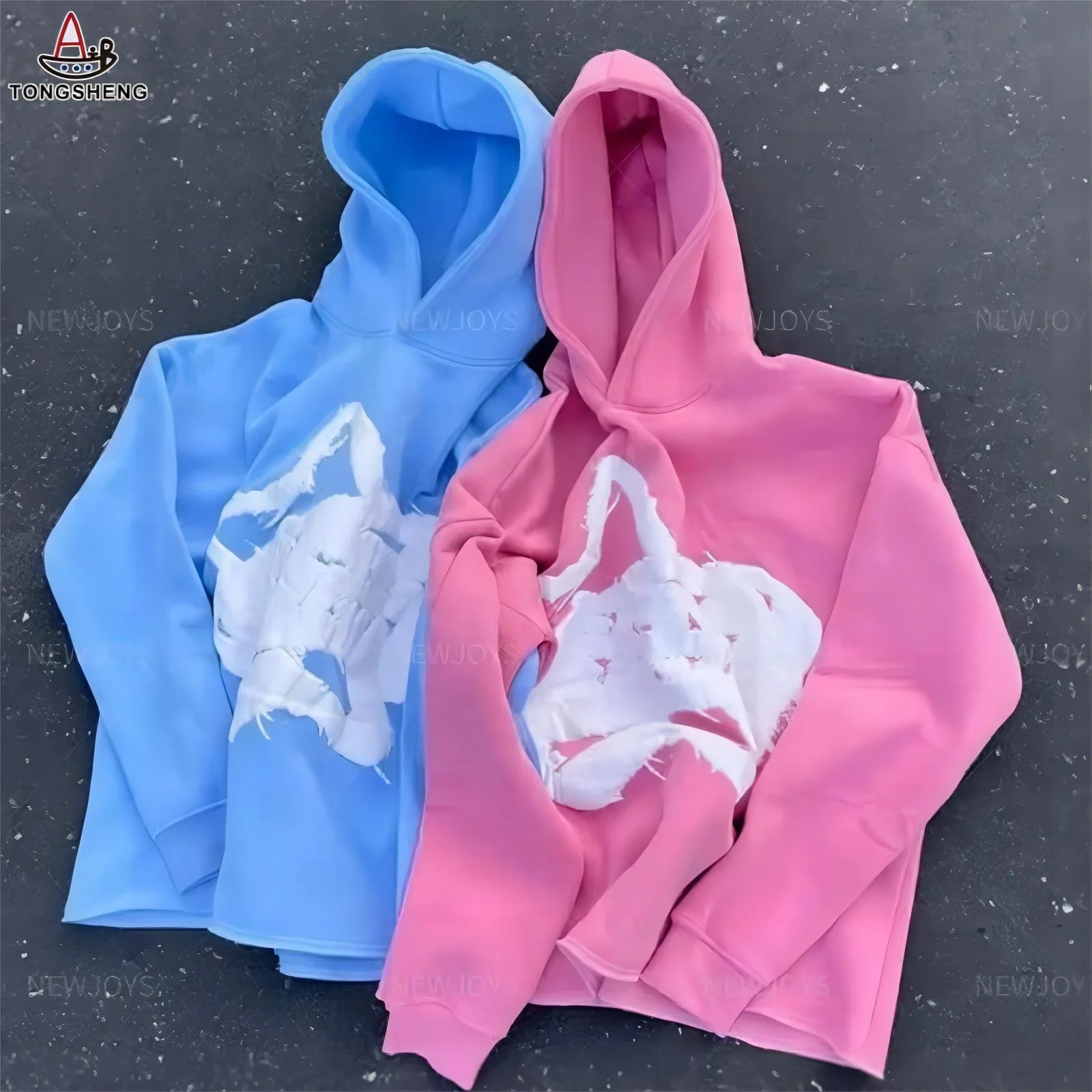 PINK DENIM 3D Puff Design UNISEX Premium Hooded Sweatshirt – Pink