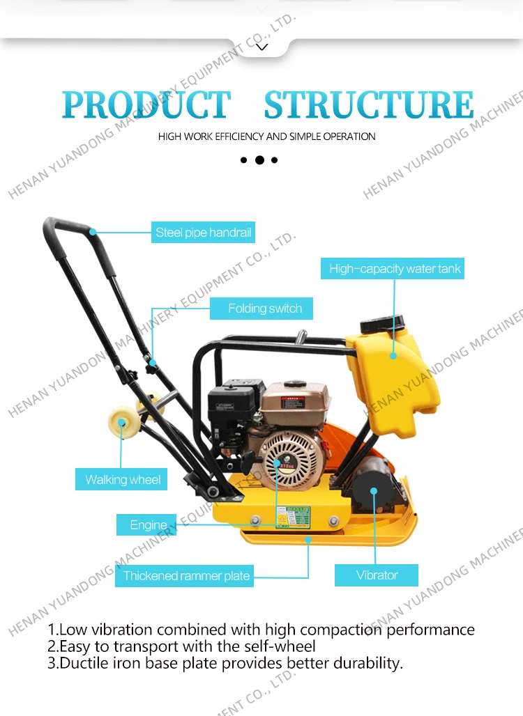 Best Quality Gasoline Diesel Hand Hold Soil Compactor Mini Type Vibratory Plate Compactor for Construction Site