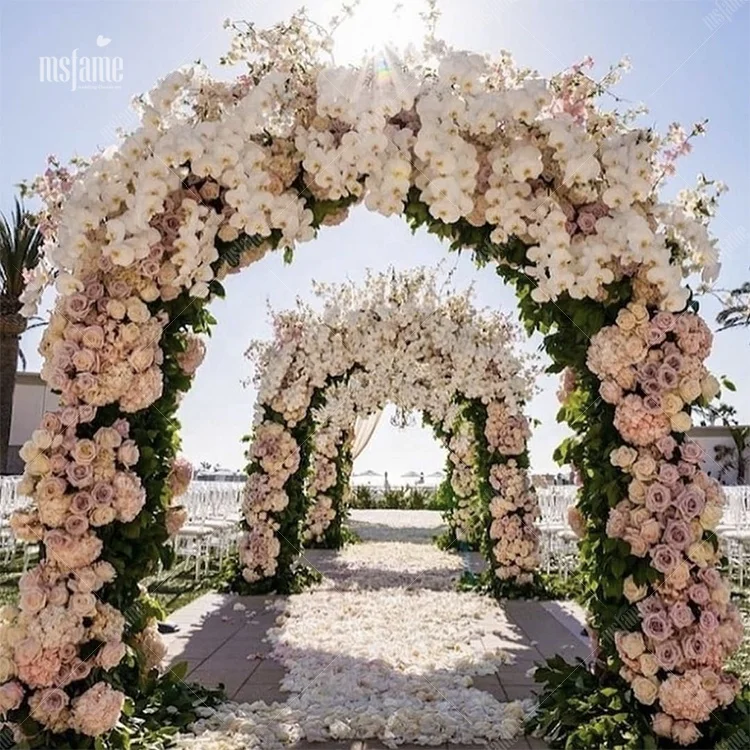 Msfame Hot Sale Beautiful Artificial Flowers Arches Backdrop Decoration
