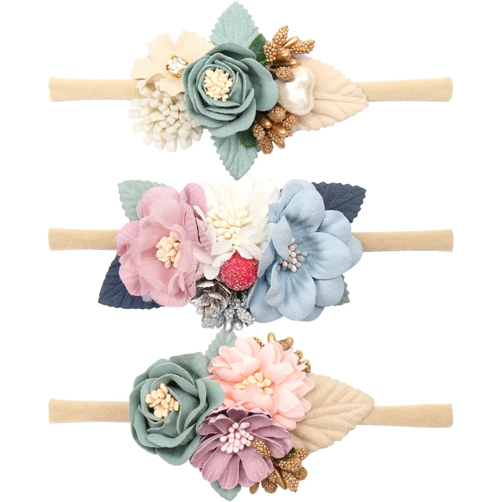Fashion Alley Headbands Elastic Floral Hair Band, Bows Wrap Headband for Baby Girls, Infants and Newborns - Multicolor (Pack Of 6, Flower-2)